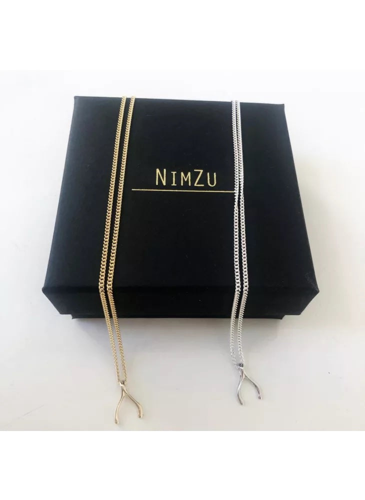 Tiny Wishbone necklace silver