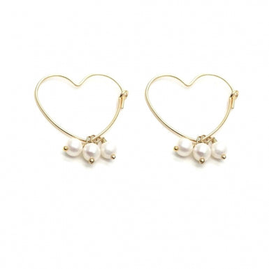 Creoles coeur de perle
