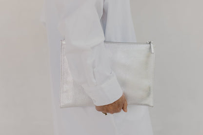 Zip Clutch Zilver