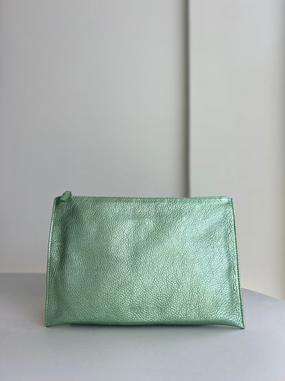 Zip Clutch Green Shimmer