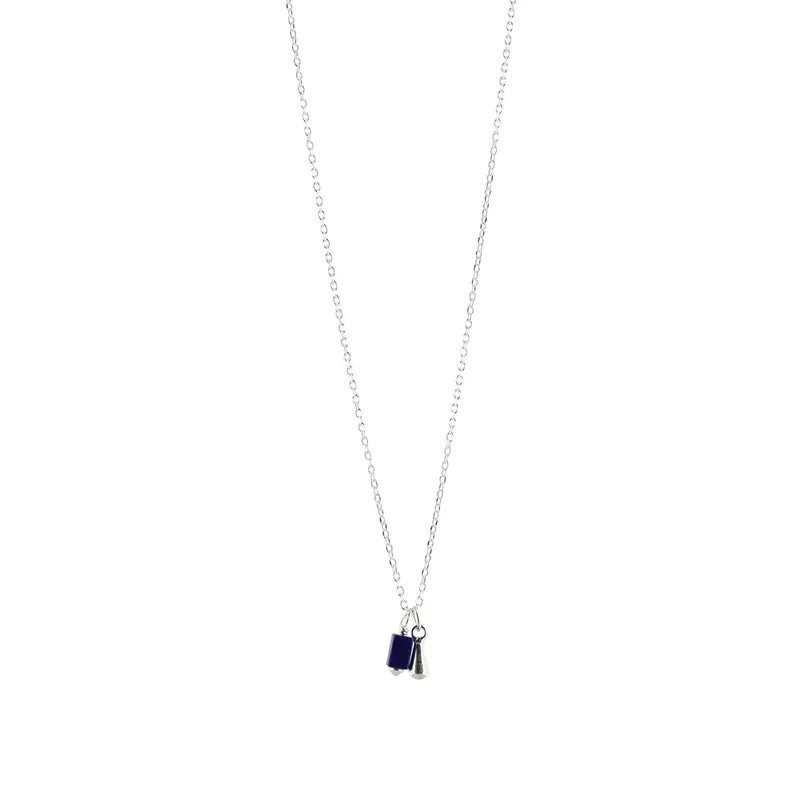 Lapis lazuli and drop necklace silver
